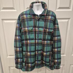 Polo Ralph Lauren Sherpa Lined Flannel Shirt Jacket 2XLT Green Plaid Big Tall